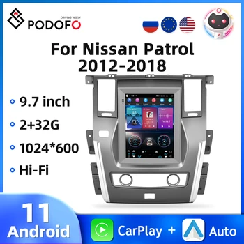 Podofo Carplay Автомобилното радио За Nissan Patrol 2012-2018 Android 11 Автомобилна Стерео Авторадио GPS WIFI Автоматично Възпроизвеждане на Мултимедия QLED DSP BT