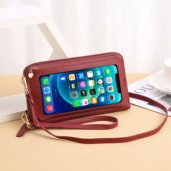 жена дълъг чантата лесна чанта за мобилен телефон на китката със сензорен екран zero портфейла преносима чанта за мобилен телефон