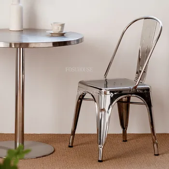 Трапезни столове от неръждаема стомана, кухненски Мебели, реколта Столове за почивка на открито, скандинавски кафенета, Хотелски стол с облегалка