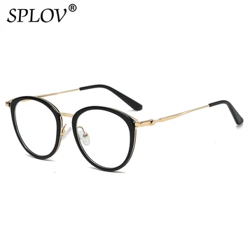 Нова мода, кръгли дамски слънчеви очила в метални рамки TR90, ретро Пружинен шарнир, Мъжки оптични Компютърни очила Ins Favor