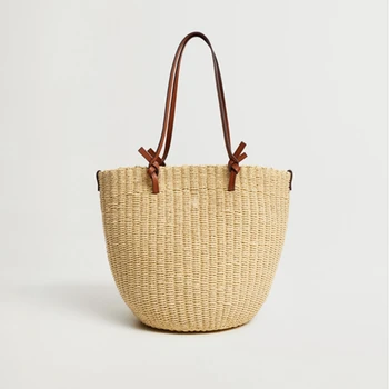 Дизайнерски сламена чанта, кофи с голям капацитет, чанта от ратан, женствена чанта през рамо, плетени Чанти, луксозен летен плажен голям портфейл
