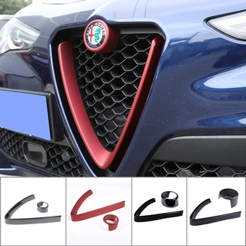 Стил от карбон за Alfa Romeo Stelvio 2017-2020 Аксесоари Автомобилни предната решетка V Образна рамка Декоративна тампон стикер лого на кутията