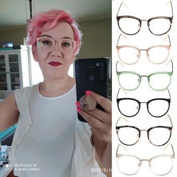 1БР Дамски модни очила в метални рамки, мъжки класически прозрачни лещи, модни очила за късогледство, оптични лещи, очила за грижа за очите