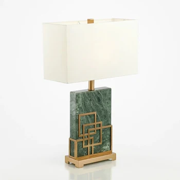 Настолна лампа за дневна, кабинет, Творчески лампа за спални, постмодернистская топло нощна лампа от зелен мрамор