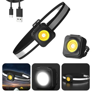 Налобный фенер USB Type-C, акумулаторна батерия налобный фенерче, водоустойчив с 3 режима на осветление за пешеходни разходки, търсене, джогинг