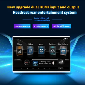 13,3-инчов автомобилен монитор на подголовнике Android плейър Mirror линк CE6.0 FM HD IPS видео екран с USB/TF мултимедиен плейър 12V