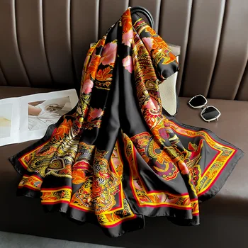 Четырехсезонный имитира копринен шал за жени, украса за улица с шал, блузи, плажен слънцезащитен новости.