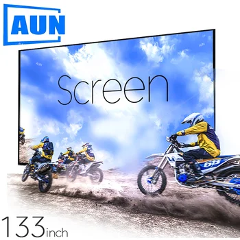 Екран за проектор AUN 133 120 100 на 60 сантиметра, Дебели Сгъваем портативен Материал от бял плат 1080P 2K 4K за домашно кино