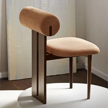 Трапезария стол от масивно дърво MOMO, кадифе от агнешко месо в стил Ваби-съби, дизайнерски стол в скандинавски, японски стил, на индивидуално творческо стол