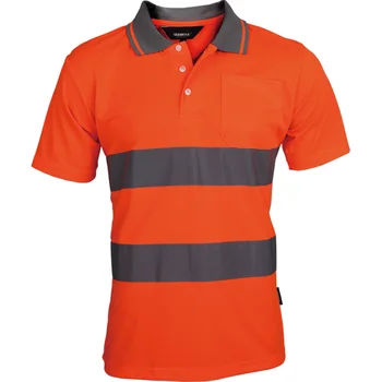 Мъжки оранжева риза Hi Vis със светлоотразителни ленти, защитно облекло с къс ръкав, в два цвята строителна работно облекло