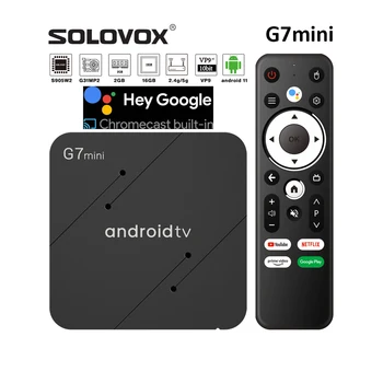 SOLOVOX G7mini Android TV 11 STB S905W2 Четириядрен 2G 16GB WiFi Bluetooth Помощник на Гласово Управление YouTube MARSX 4K мултимедиен плейър