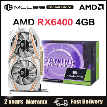 MLLSE Видео карта AMD RX 6400 4G 64Bit GDDR6 2039 Mhz rx 6400 4 GB, Слот на видеокартата 6pin DP * 1 HDMI * 1 Видео карта за КОМПЮТЪР с двоен вентилатор