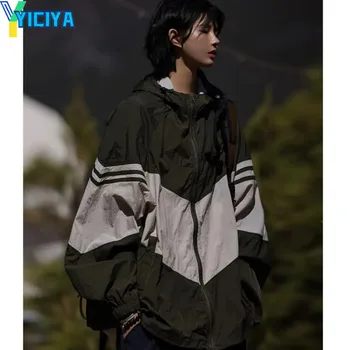 Университетската яке YICIYA, дамски яке-бомбер, извънгабаритни улични слънчеви якета са с качулка, лятна ветровка, нови палто, градинска дрехи, зимни върхове