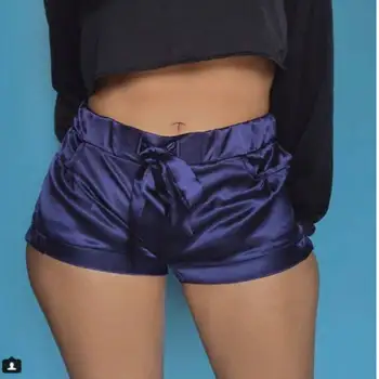 Дамски летни плажни ежедневни мини-шорти гореща сексуална цветове, модни дамски сатенени панталони с джобове