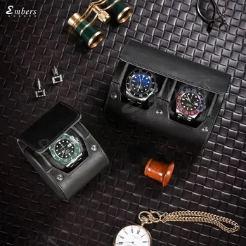 Чанта за часа Embers 1 2 3 слота, Луксозен ролка за часовници от естествена кожа, Кутия за съхранение часа, Пътен калъф за часа, Подарък кутия, Калъф часа