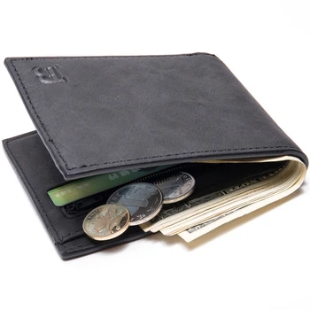 Модерен Мини-тънък портфейл, мъжки портфейл за пари, чанта за монети, кратък мъжки портфейл с цип държач за карти, Компактни портмонета за пари
