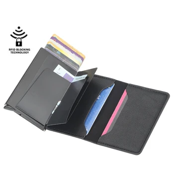 Мъжки тънки портфейли-картодържатели, луксозни алуминиеви портфейли с блокиране на RFID, портмонета за монети, лична карта-притежателите на кредитни карти, сгъваем портфейл за пари
