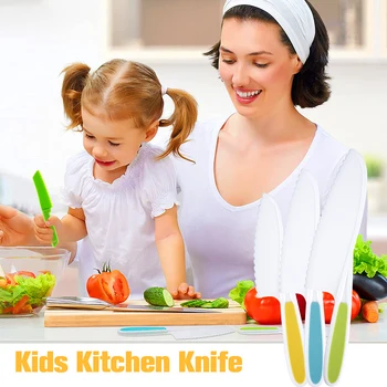 Комплект кухненски резаков NewKids, дървени безопасни ножове за деца, за многократна употреба набор от пластмасови резаков с безопасни за дърво зазубренными ръбове