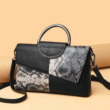 Висококачествени Дамски Чанти, дамски чанти, дамски луксозна дизайнерска чанта-месинджър от естествена Кожа, тенденция чанта, черна Bolsa Feminina