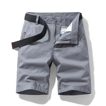 Летни мъжки къси панталони-карго от чист памук, ежедневни дрехи с джобове за момчета, по-големи размери, мъжки дълги бермуда Z129
