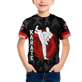 Тениска за момчета, любители на карате, блузи с къс ръкав, детски дрехи за момичета, лятна тениска, дрехи за деца от 2 до 8 години-12
