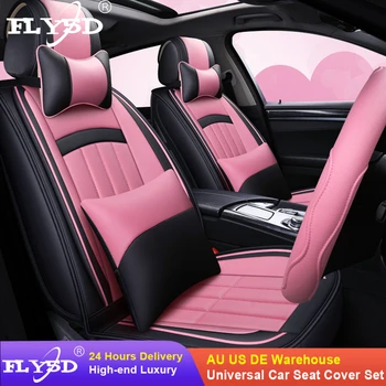 Жена розово универсален калъф за автомобилни седалки, пълен комплект за защита на предните и задните седалки, луксозен интериор за VW Golf, Toyota, Honda, Hyundai