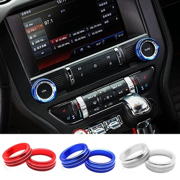 2 бр. пръстени, пръстени за дивеч на климатика, бутона за включване на захранващ адаптер, декоративно пръстен, капак за Ford Mustang 2015-2020, за довършителни работи на аудио