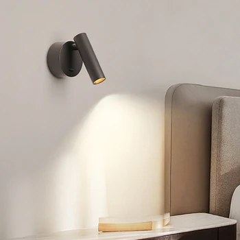 Стенен лампа за четене на закрито, изчистен прожектор с мощност 5 W за спалня, нощни осветителни тела удобства, съвременно стенни аплици с регулируема въртяща се