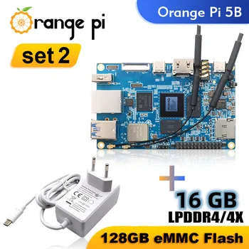 Orange Pi 5B 16 GB памет + Блок захранване Одноплатный компютър RK3588S 128 GB EMMC Вграден WIFI + BT Такса развитие Orangepi 5 B