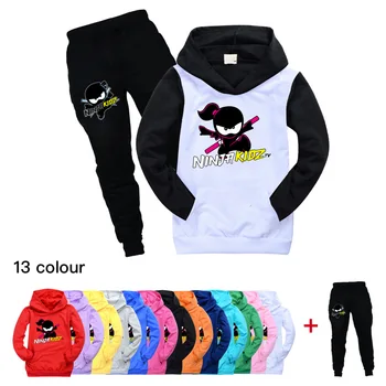 Комплект дрехи на нинджа, за малки момчета, пролетно-есенни модни блузи, спортно облекло, тениски NINJA KIDZ с качулка, с костюм, детска hoody за момичета