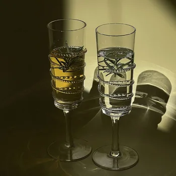 Чаши За Шампанско С Цифри Прозрачна Стъклена Купа Ретро Индивидуалност Диамантена Матиран Висока За Вино Многофункционален Чаша За Вода
