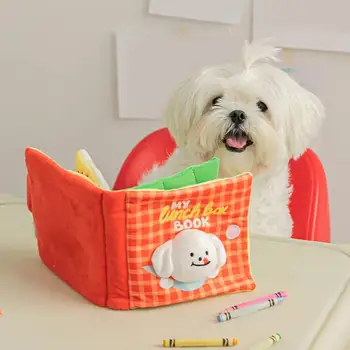 Интерактивна играчка-пъзел за кучета във формата на анимационни книги, устойчив на укусам, играчка за кучета на криеница, плюшени играчки за домашни любимци на малки и средни кучета