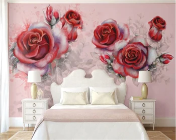 beibehang 3d триизмерна ръчно рисувани l стерео картина тапети на цветя на фона на топло розов фон 3D тапети