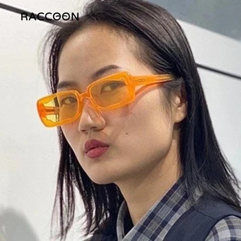 Steampunk, тесни рамки, квадратни слънчеви очила в стил хип-хоп, модерен океански оранжеви лещи Ins, пънк-слънчеви очила, реколта очила с UV400