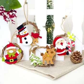 4 стила на Дядо Елен Войлочный ротанговый кръг Коледно дърво Окачване Подвесное украса на Коледни стоки за Коледно парти